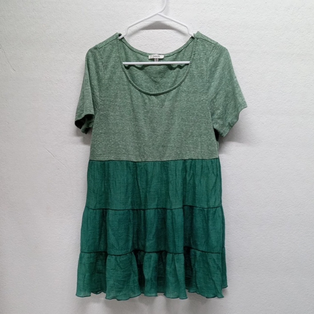 JODIFL Sage Green Knit Teared Short Sleeve Top